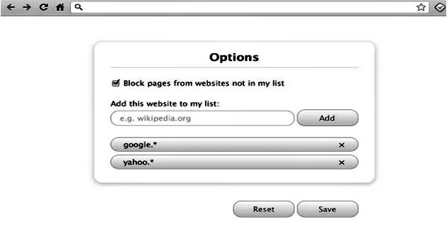 Whitelist para Chrome, extensión de control parental para Chrome