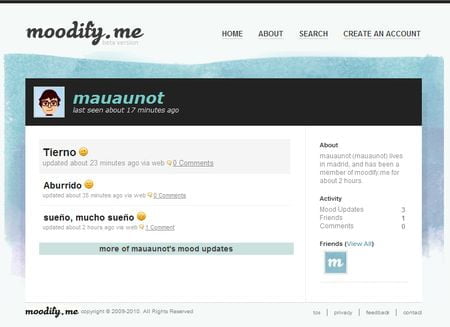 Moodify.me, Microblogging para compartir tu estado de animo