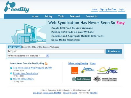 Feedity, Genera Feed RSS para sitios que no lo tienen