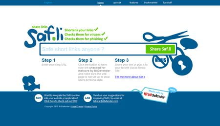 Saf.li, Un acortador de urls con antivirus incorporado