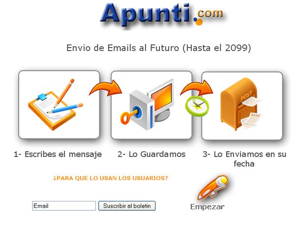 Apunti, Programa emails para que se envien en el futuro
