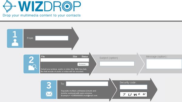 WizDrop, Comparte archivos multimedia por email