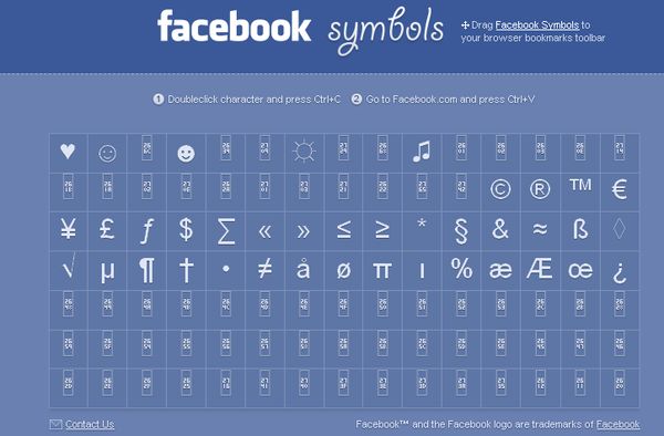 Facebook Symbols, colección de símbolos que puedes usar en Facebook