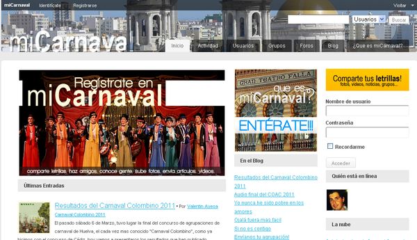 miCarnaval, Red social para aficionados al carnaval