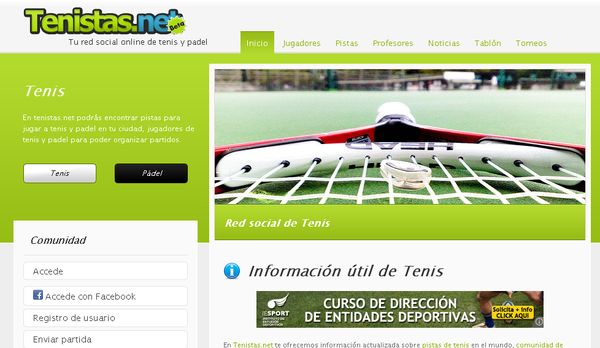 Tenistas, red social para aficionados al tenis y el padel