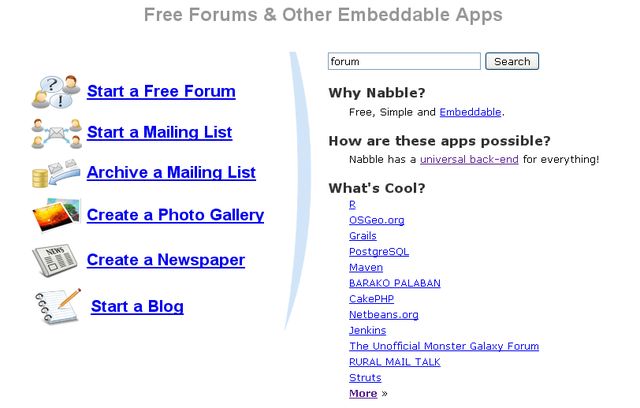 Nabble: crea foros, newsletters, galerías de imágenes o blogs para embeber en tu sitio
