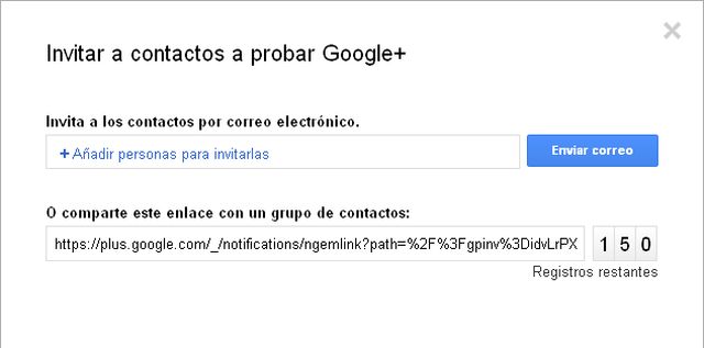 Ahora también podemos invitar a Google+ mediante una url