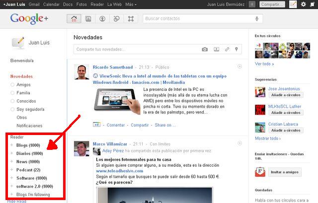 RSS Share for Google Plus, integra Google Reader en Google+ (Chrome)