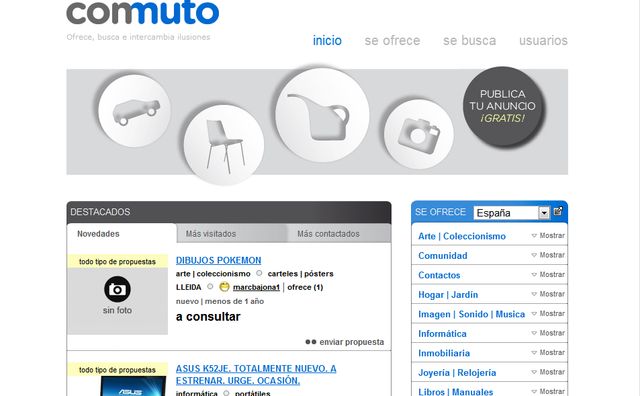 Conmuto: portal de clasificados en español para vender, comprar y cambiar