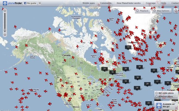 Planefinder, un mapa para realizar el seguimiento de los vuelos a tiempo real