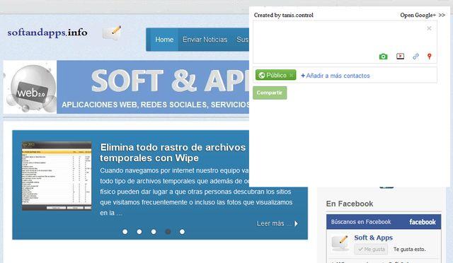 Share Widget for Google Plus: publica contenidos en Google+ sin tener que visitar el sitio (Chrome)