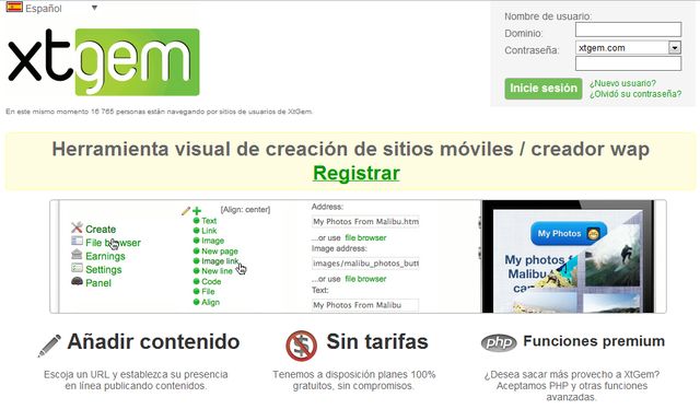 XtGem, creador visual de sitios para móviles