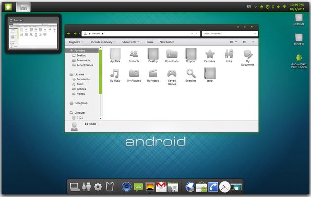 Android Skin Pack, un tema para transformar la apariencia de tu Windows 7 en Android