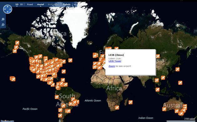 Live ATC,  web para escuchar en vivo transmisiones de las torres de control de los aeropuertos