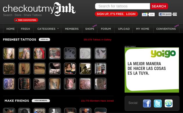 checkoutmyINK: comunidad para los aficionados a los tatuajes, con más de 300000 imágenes