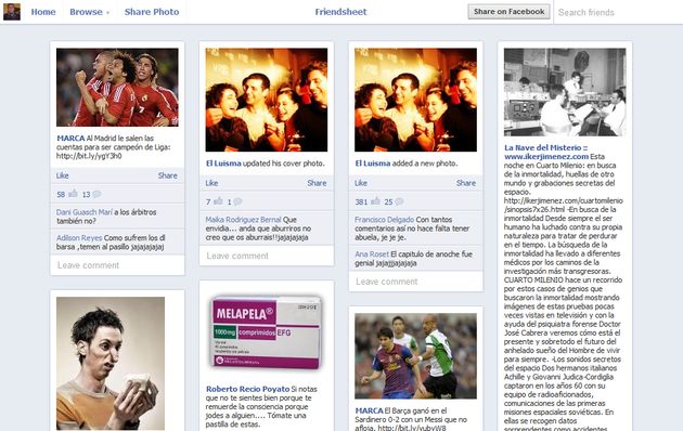 Friendsheet, visualiza las fotos de Facebook de forma similar a Pinterest