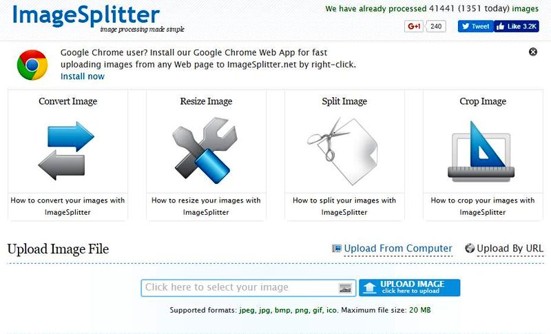 ImageSplitter: utilidad web gratuita para convertir, recortar, dividir o redimensionar imágenes