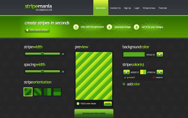 Stripemania, generador online de bonitas imágenes con rayas para usar como fondos