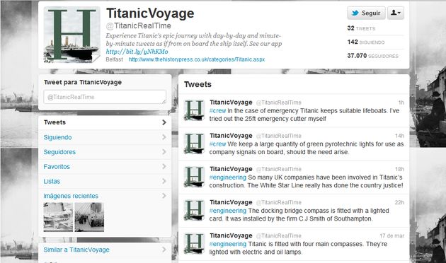 TitanicVoyage, sigue la trágica historia del hundimiento del Titanic en Twitter