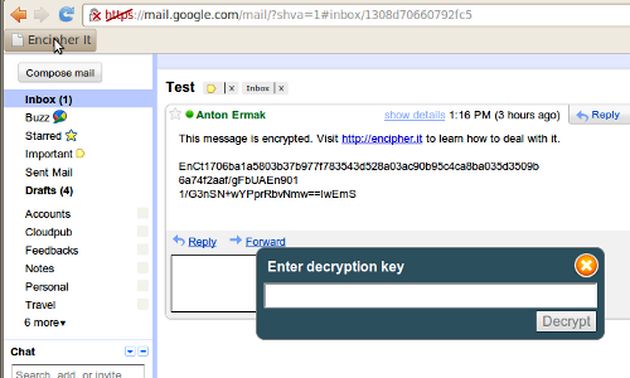 Encipher, un bookmarklet para cifrar tus correos electrónicos o cualquier mensaje online