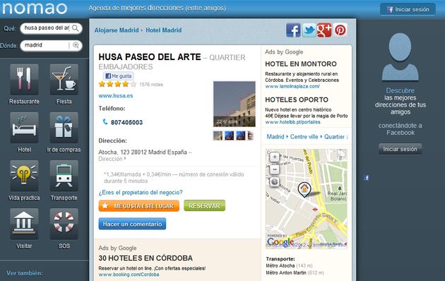 Nomao: busca, descubre y comparte con los amigos tus lugares preferidos