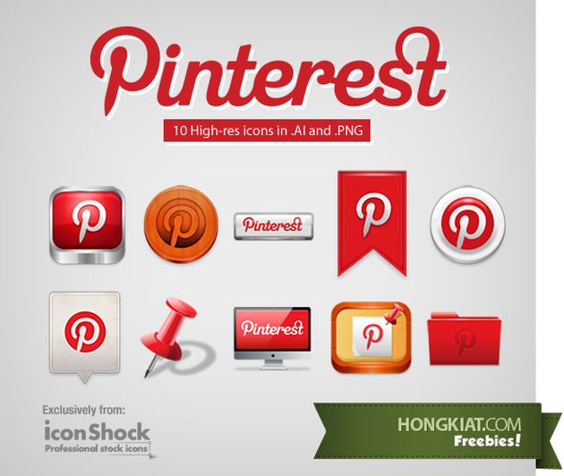 Pinterest Icon Set, colección gratuita de bellos iconos de Pinterest