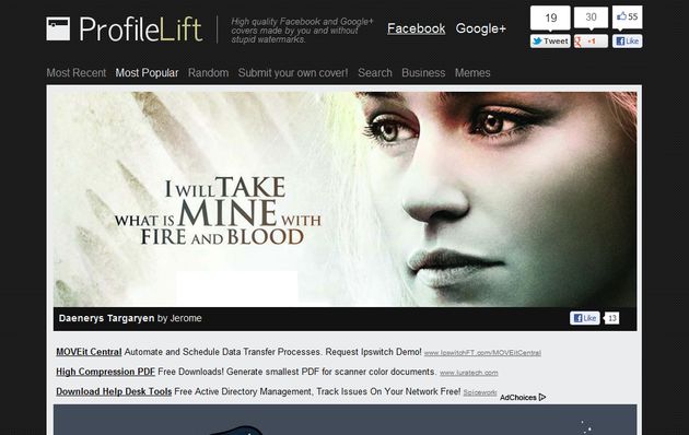 ProfileLift, un directorio repleto de portadas gratis para Google+ y Facebook