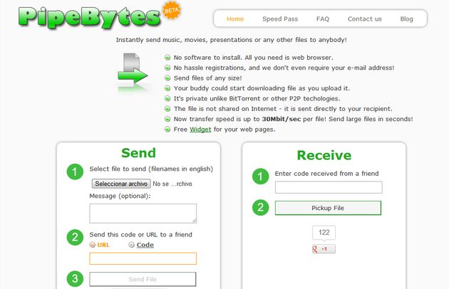 PypeBytes, envía gratis archivos sin ninguna limitación de tamaño