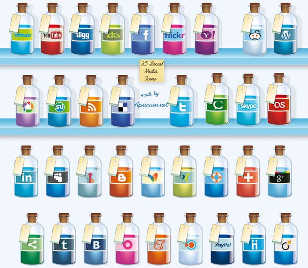 35 bonitos iconos sociales gratuitos con forma de botella