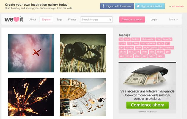 WeHeartit, una alternativa a Pinterest para organizar y compartir bonitas imágenes