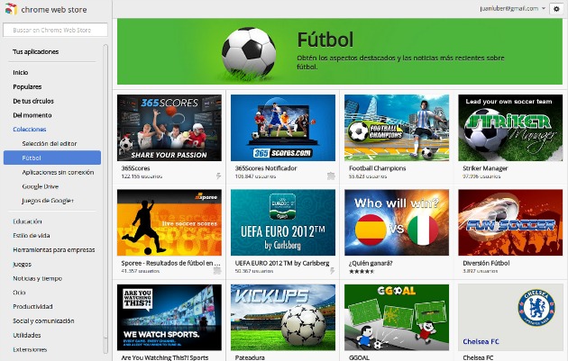 Nueva categoría de fútbol, en la Chrome Web Store, para los seguidores del deporte rey