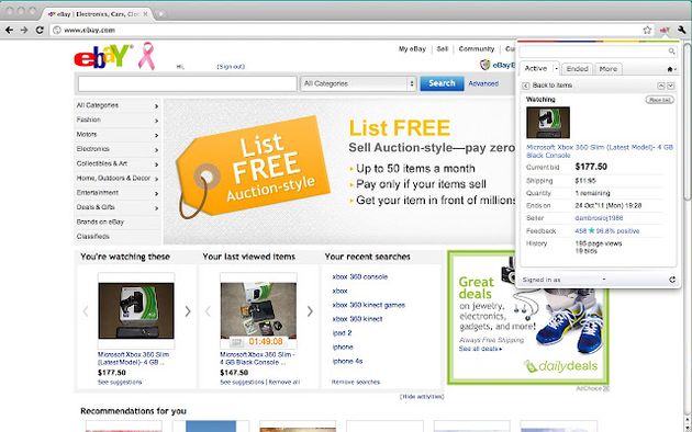 Extensión oficial de eBay para Chrome indispensable para los habituales de este portal