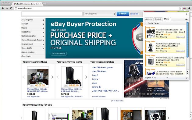 Extensión oficial de eBay para Chrome indispensable para los habituales de este portal