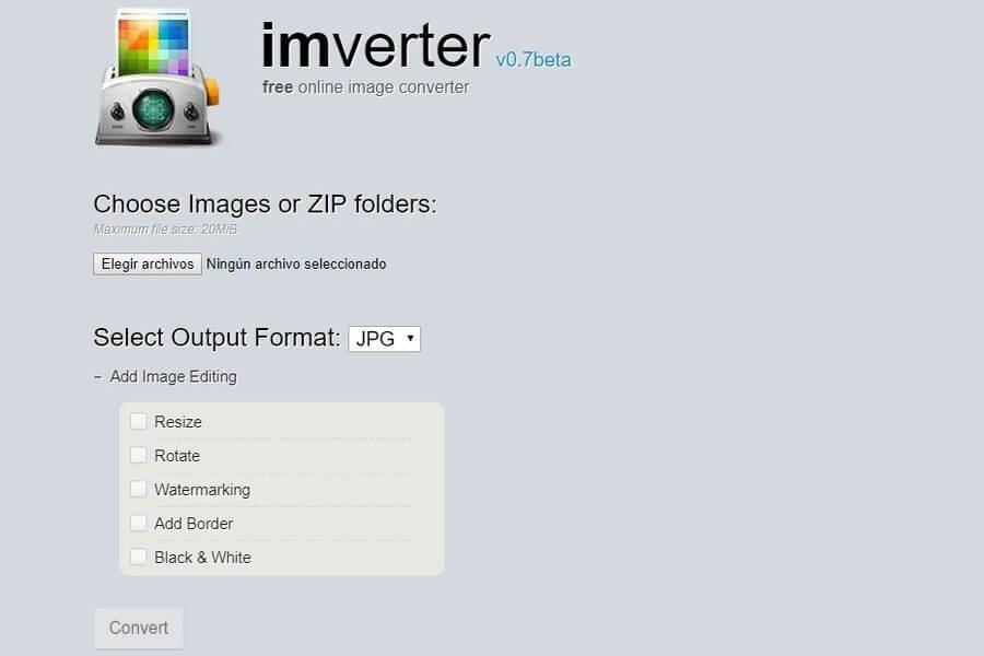 Imverter: utilidad web gratuita para convertir entre formatos de imagen