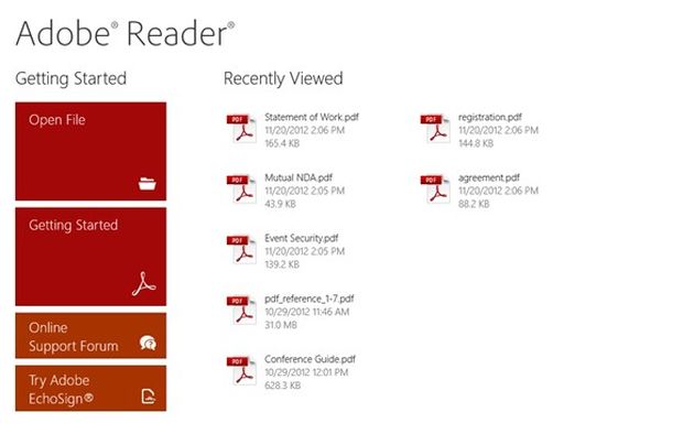 Adobe Reader ya disponible para Windows 8