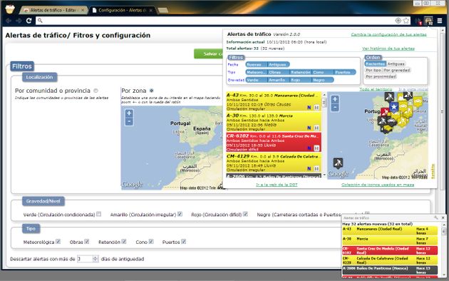 Alertas Tráfico, conoce las incidencias en las carreteras españolas con esta práctica extensión para Chrome