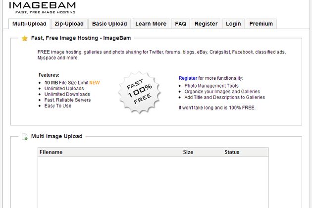 ImageBam, servicio gratuito y rápido para compartir imágenes o lotes de ellas