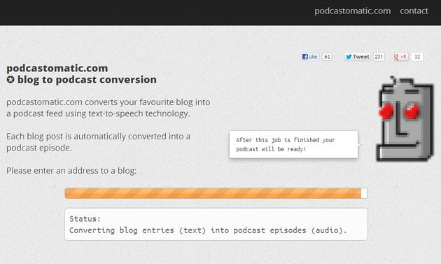 Podcastomatic, convierte un blog en un podcast con esta herramienta web (para idioma inglés)
