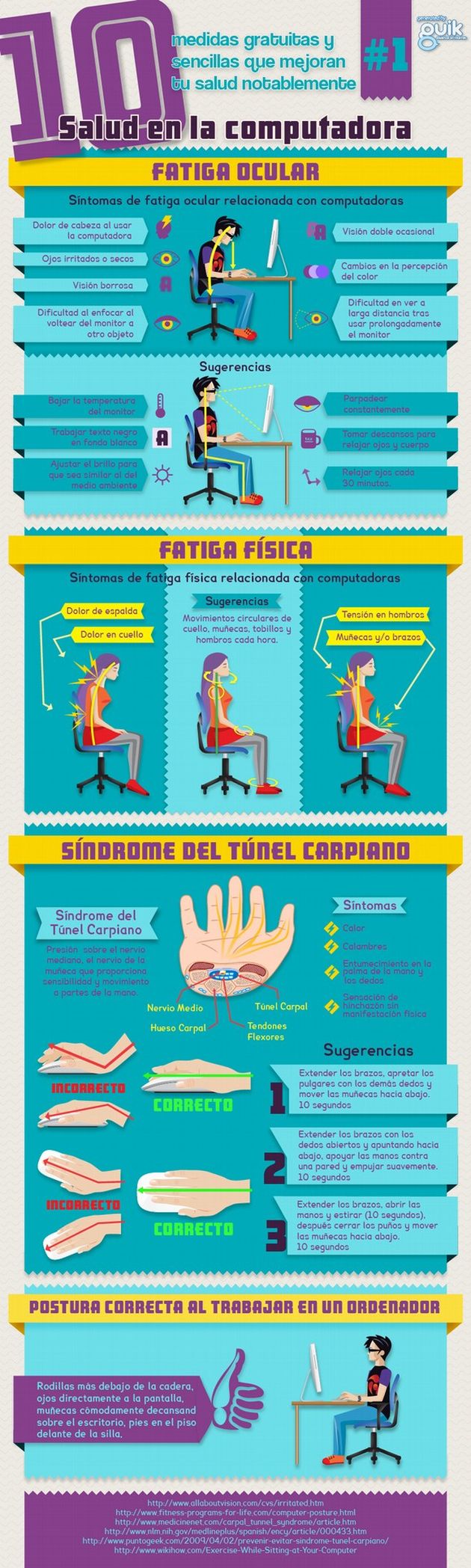 Una infografía que nos enseña a cuidar nuestra salud frente al uso continuo del ordenador