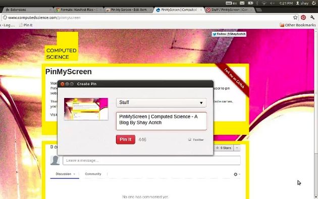 Pin My Screen, toma un screenshot de cualquier página y publícalo en Pinterest con esta extensión para Chrome