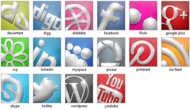 Sparkling Social Media Icons, un set con 16 bonitos iconos sociales en diferentes tamaños y formatos