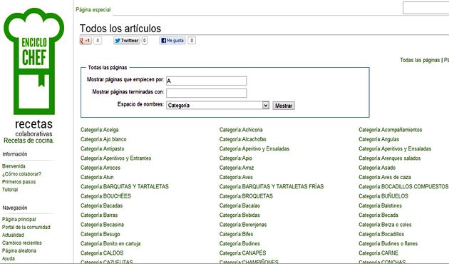 EncicloChef, wiki en español con cerca de 8000 sabrosas recetas