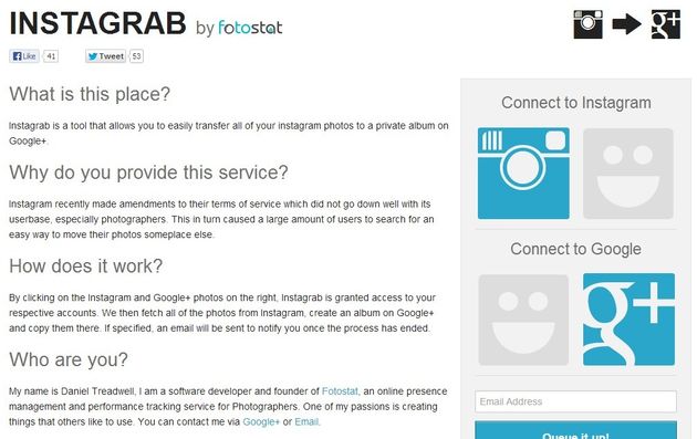 Instagrab, haz un backup de tus fotos de Instagram en Google+