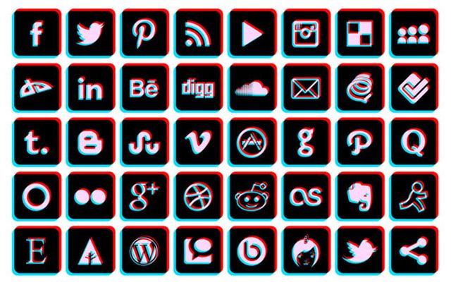 Blu-ray 3D Social Media Icons, una colección de iconos sociales en 3D