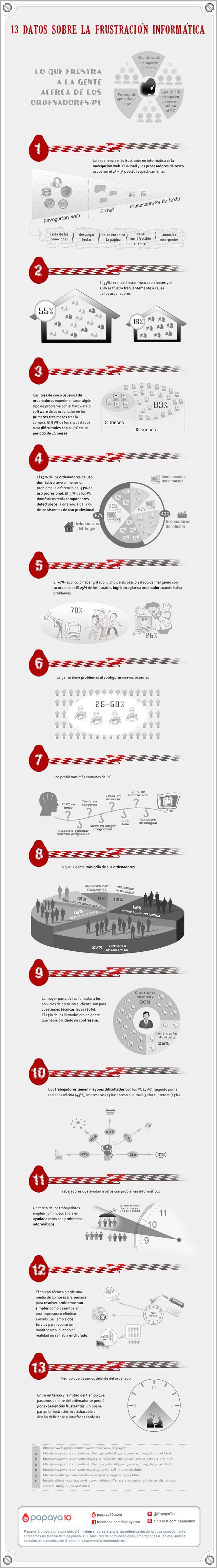 Infografía de las principales frustraciones de usuarios en informática