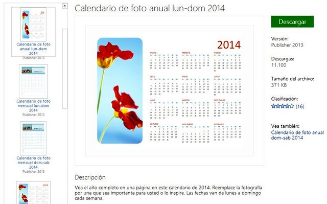 Calendarios 2014 imprimibles para Microsoft Office