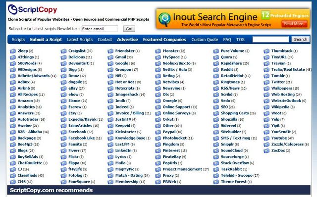 ScriptCopy, directorio de scripts para clonar sitios populares