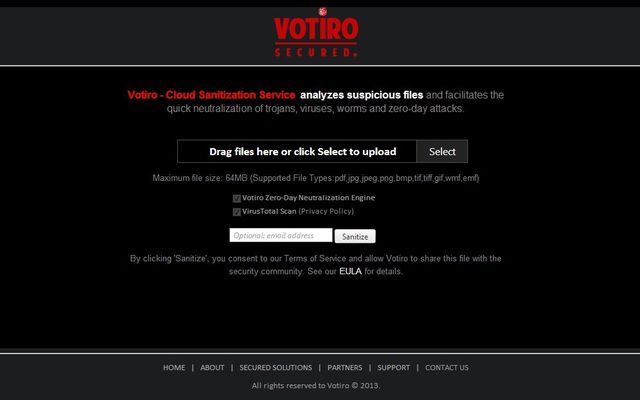 Votiro, utilidad web para el análisis de archivos sospechosos