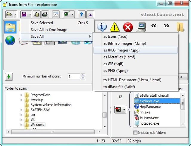 Icons from File, software gratuito para extraer iconos