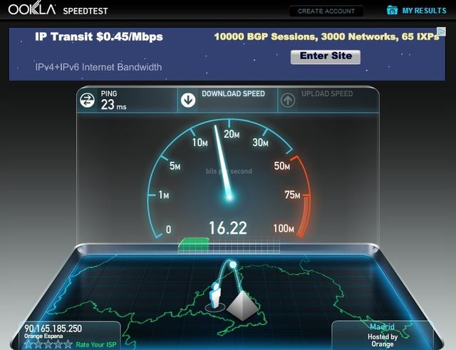 Speedtest, práctico servicio web para medir la velocidad de conexión